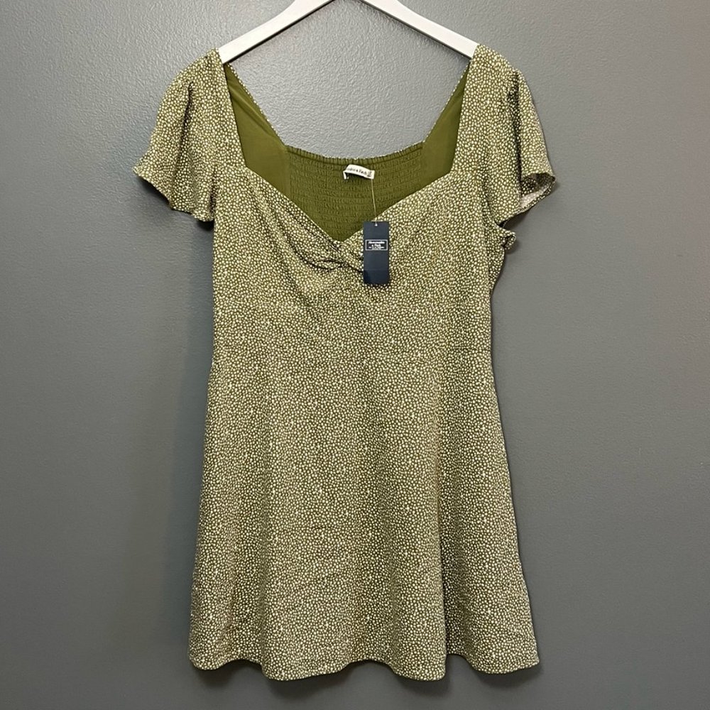 Abercrombie & Fitch Olive Green Mini Dress with White Speckle
